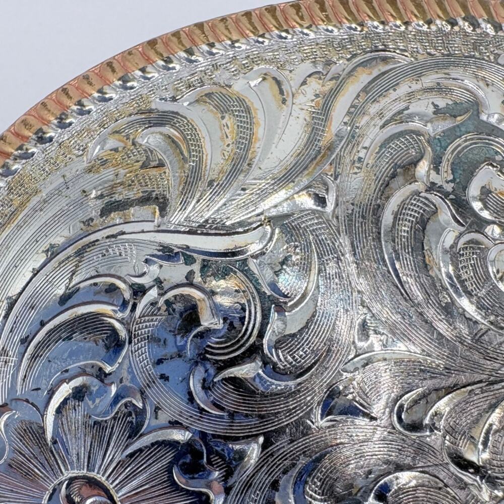 Montana Silversmith Silver Plates Floral Swirl Belt Buckle with Gold-Tone Border - Picture 3 of 6